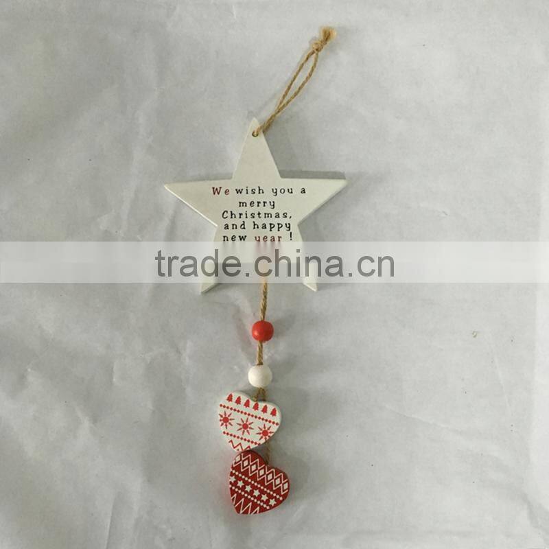 Factory Price Christmas Decorations Wood Star Hanging Craft