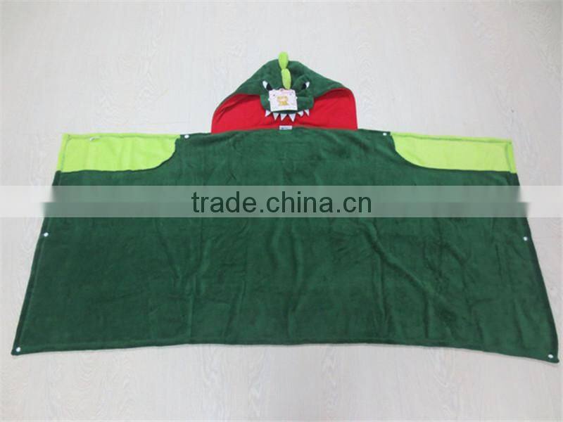 3D dinosaur shape plush baby blanket , wearable blanket, cartoon animal blanket