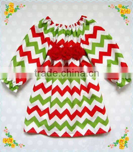 Custom Chevron Baby Birthday Dress For Christmas Kids Long Sleeve Princess Dress Flower Girls Dress Wholesale Children Clothing