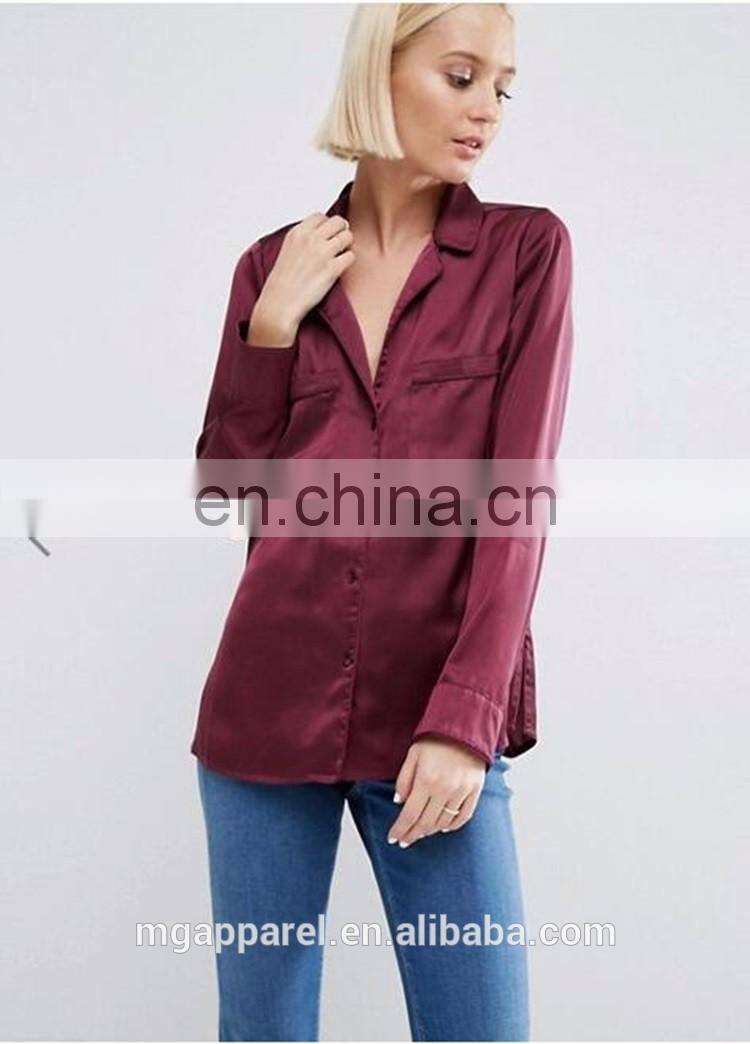 New fashion blouse women Floral Embroidered satin women blouse