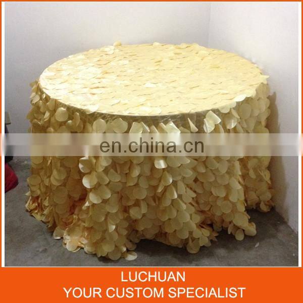 Customized Color Taffeta Petal Round Wedding Table Cloth