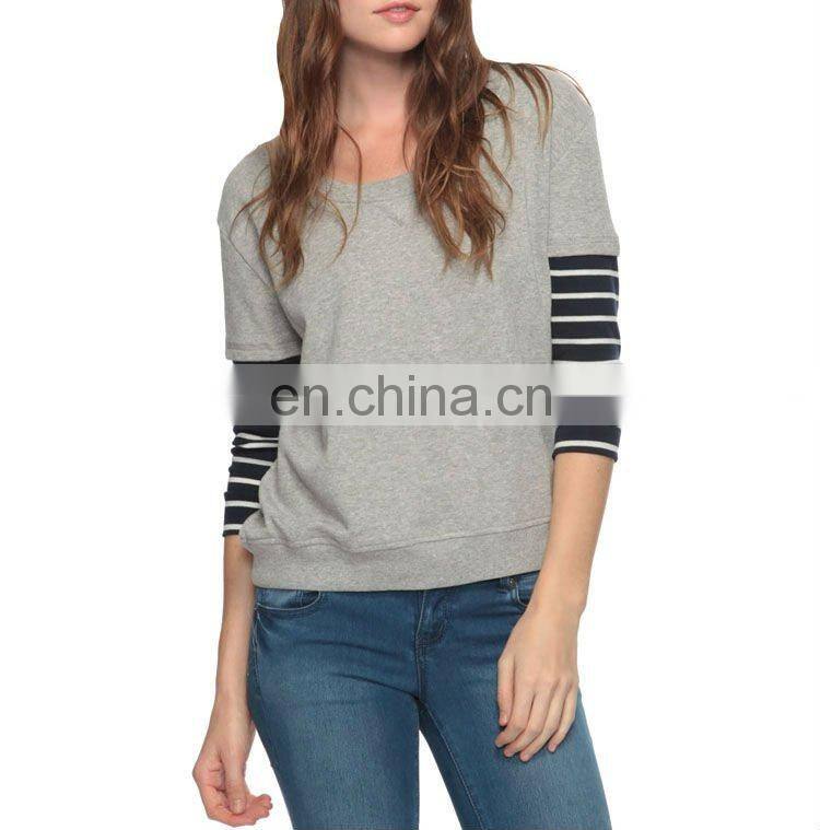 CHEFON Women Long Striped Sleeve Pullover Sweatshirt CFH034