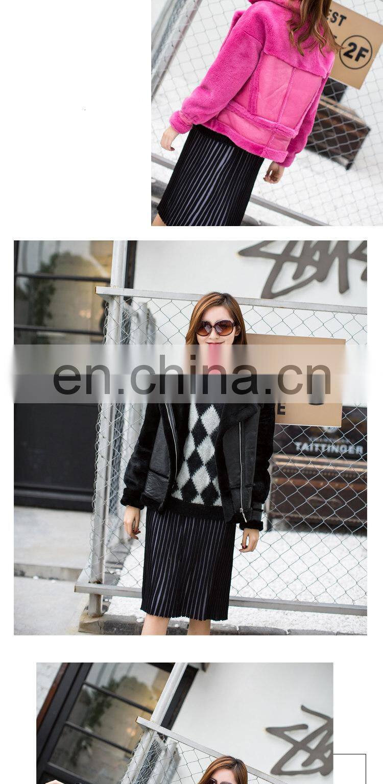2016 Fashionable Women Genuine Sheep Fleece Jacket