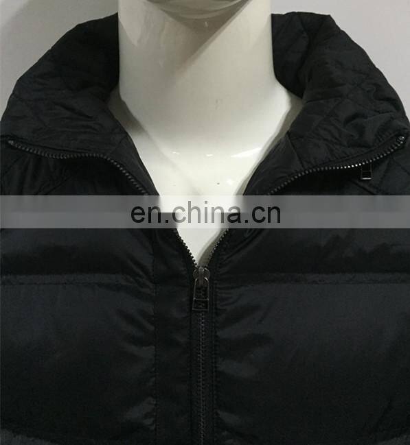 2017 High quality black down feather coatn with zipper
