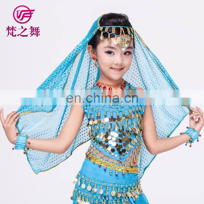 P-9055 120D Chiffon chiffon glittery children kids belly dance head veil scarf