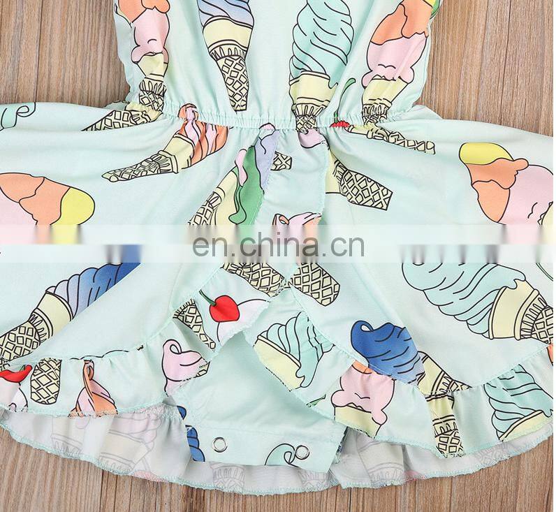 Lovely Ice Printed Newborn Baby Jumpsuit Summer Baby Girl Dress