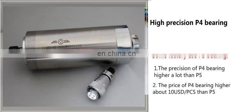 High quality 800W AC Spindle Motor Kits 0.8KW 4 Bearing Water Cooled Spindle + 1.5KW 220V Inverter + Pump+Pipe
