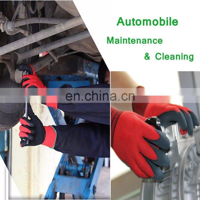 13g Cheap Heavy Industry Hand Knitted Polyester Crinkle Latex Coated Anti Slip Hand Garden Glove