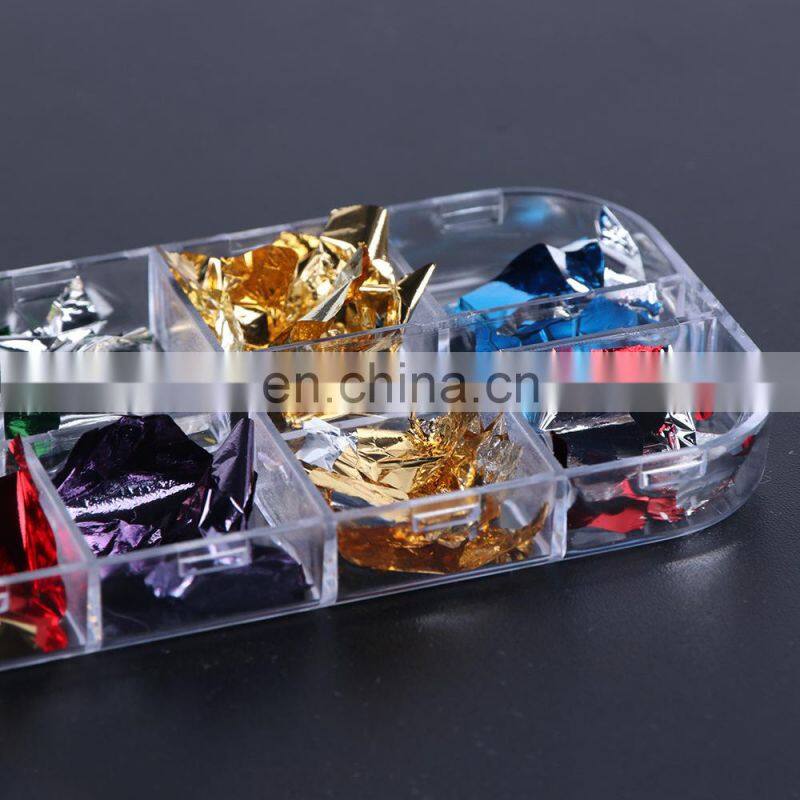 Hot Sell Nail Art Foils Sticker Metallic Gold Silver Color Nail Flakies 3D Nail Art Decorations