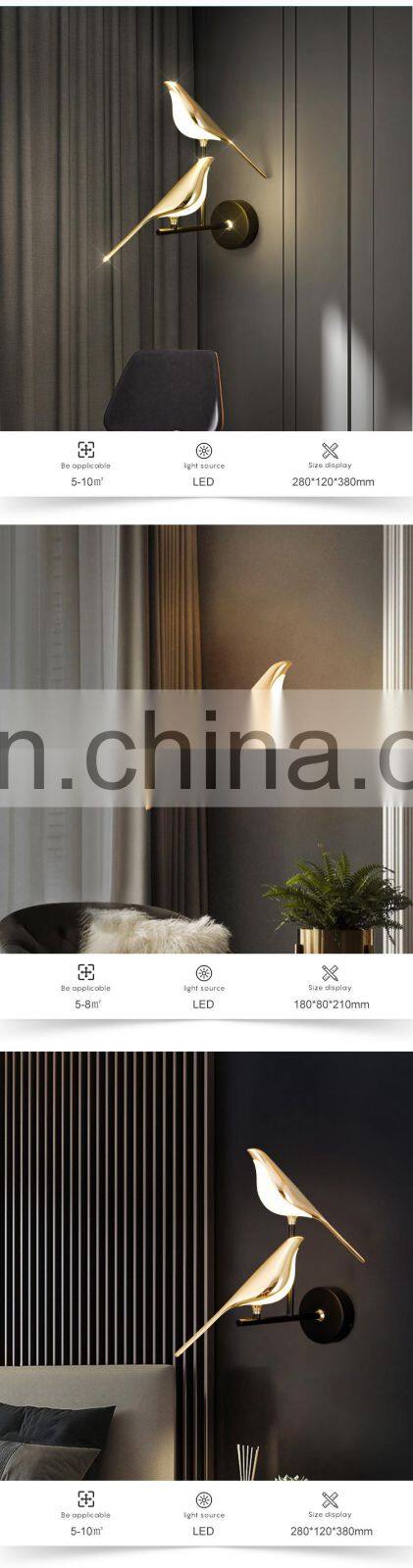 New Design Decoration Indoor Black Gold Aluminum Acrylic Iron Bedroom Modern LED Wall Lamp