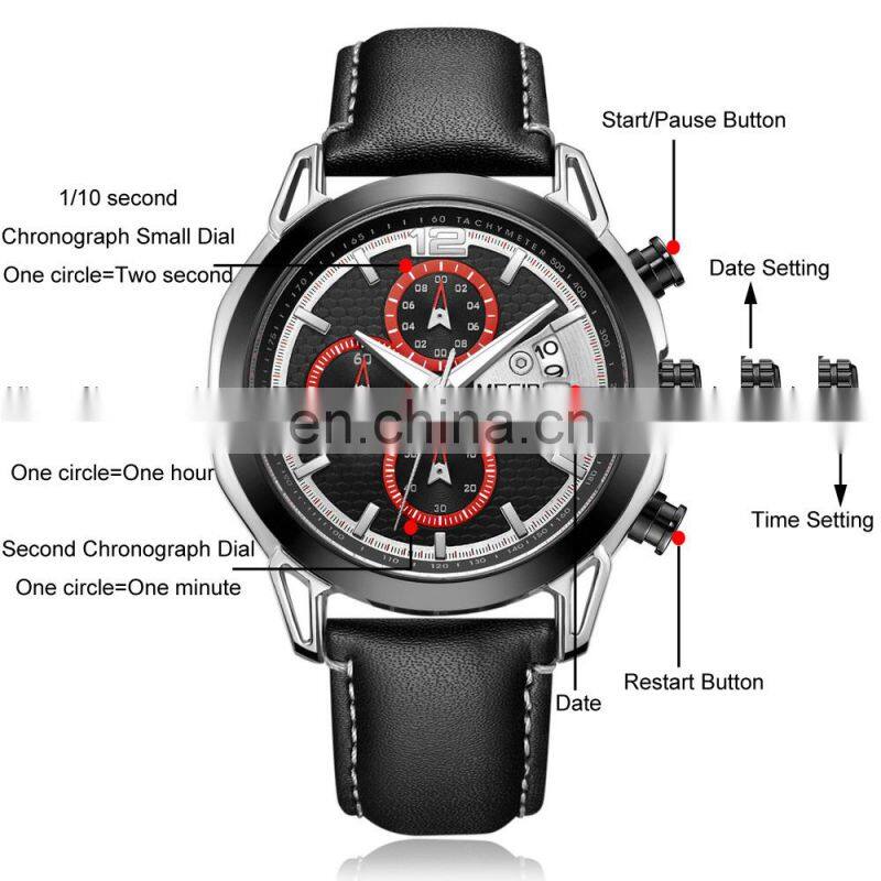 MEGIR 2071 Men's Analog Quartz Watch Fashion Casual Leather Round Buckle Best Men Watches Hot Product