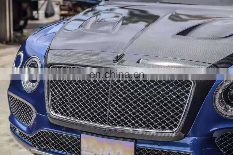 RD Facelift Parts Mansori Style Carbon Fiber Front Grill Mesh Frame Cover Car Engine Hood Vents Cover For Bentley Bentayga