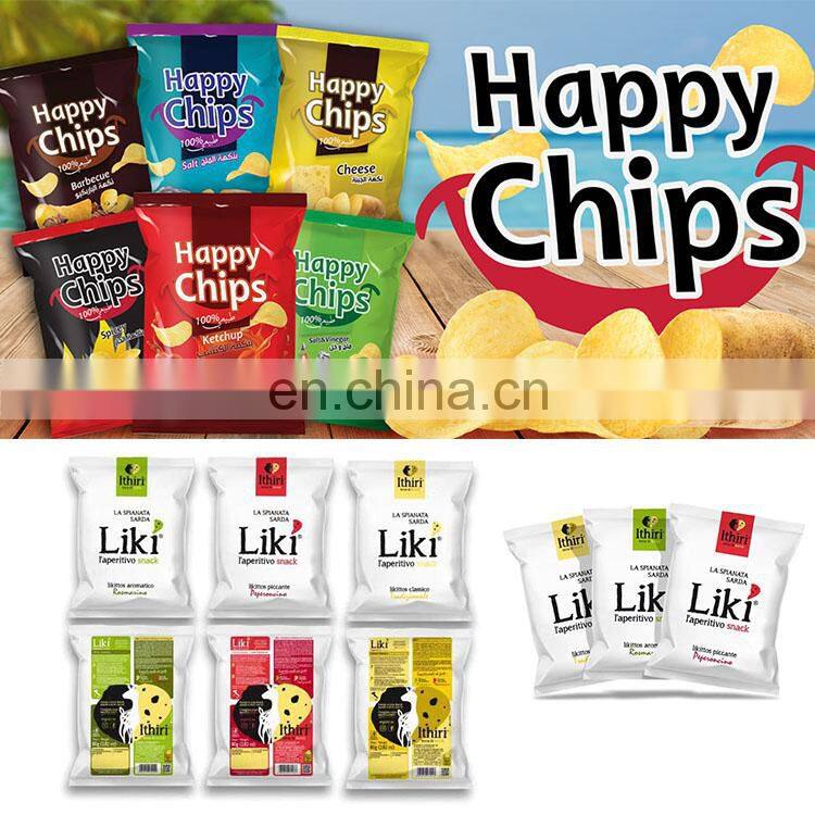40-60 microns printing laminated plastic snack potato chips sachet packaging roll film