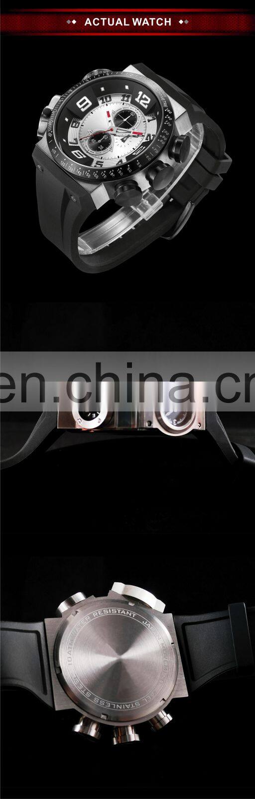 Wholesale custom stainless steel crystal glass compass male dual time men twins quartz watch