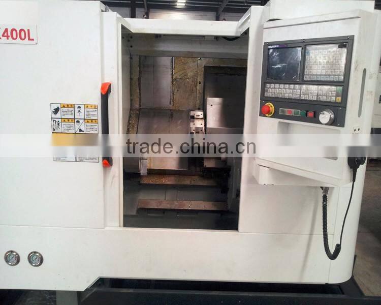 CKX400L Slant Bed Cnc Lathe for processing aluminum pulley/metal lathe with 8/12 station tool turret 8" hydraulic chuck china