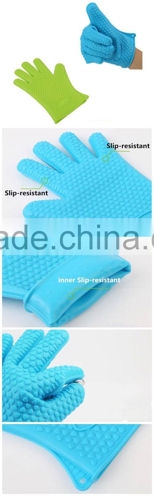 Waterproof bbq grill silicone oven mitt/ heat-resistant baking silicone glove/oven mitt