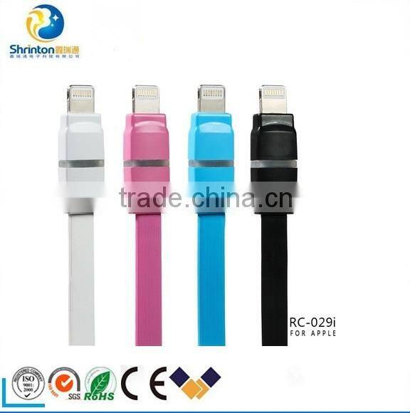 1M length Remax flat cable with led light Usb data charge cable