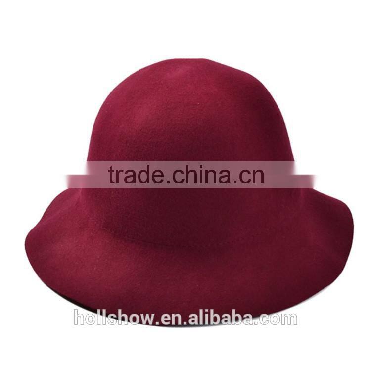 New Arrival Casual Vintage Elegant Lady Women Wide Brim Fedora Real Wool Hat