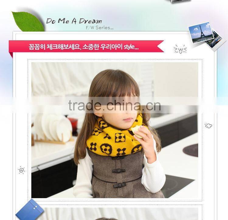 2014 Winter New Flower Pattern Baby Kids Knitted Circle Scarf