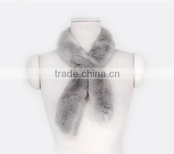 New Winter Fashion Lady Plain Plush Faux Rabbit Fur Scarf