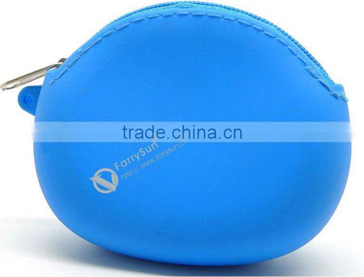 2015 Light blue Silicone zipper coin purses without any silk printing/ Small change purse