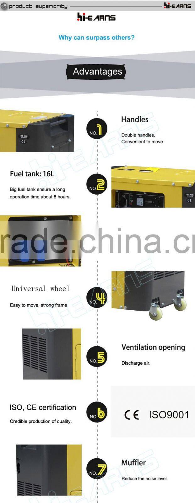 5.5kva air-cooled silent 220 volt portable generator price