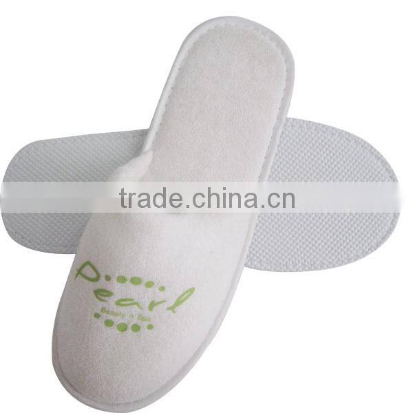 N184 Nice look terry cloth brand slipper With Printed Logo Promotional