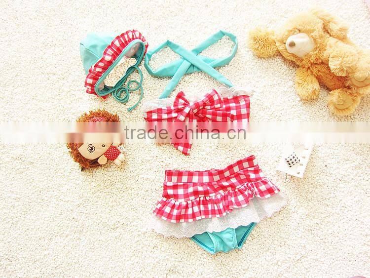 2016 fashion two pieces baby girl bathing suit for beachwear bikini girl child wholesale girl swimming suit(UKS020)