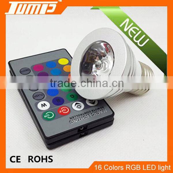 ShenZhen manufacturer 16 colors remote control E27 LED 3W RGB light