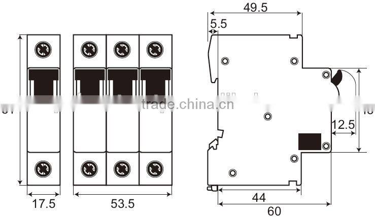 high breaking capacity 10kA 3 pole MCB