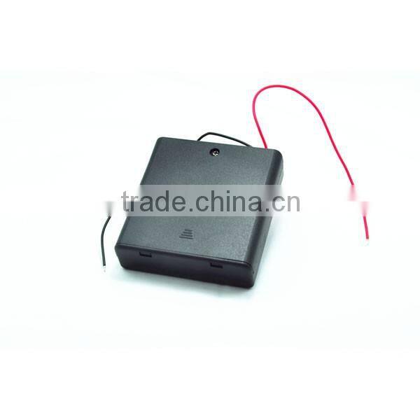 ON/OFF Switch Black 4 x 1.5V AA Batteries Holder Case Storage Box with lead wire