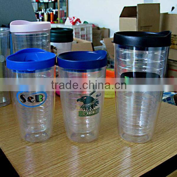 450ml/16oz BPA free plastic double wall tumbler with PVC sheet insert