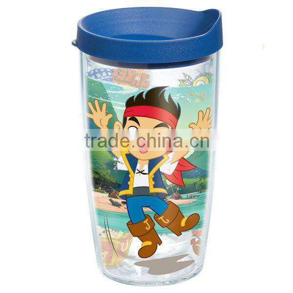 450ml/16oz BPA free plastic double wall tumbler with PVC sheet insert