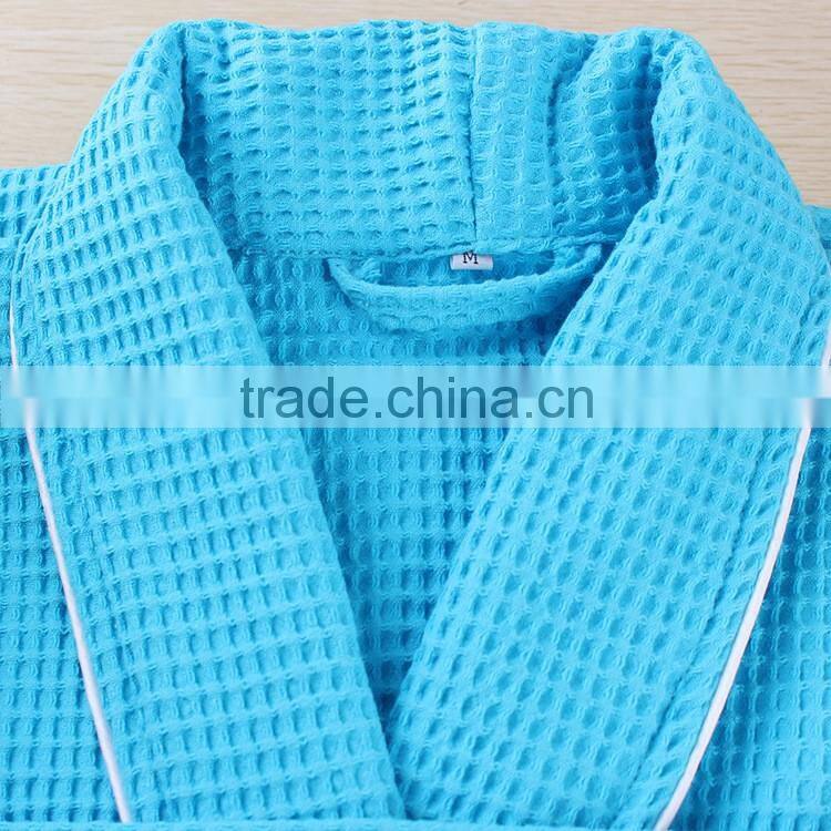 wholesale unisex nightgowns blue cotton waffle bathrobes for hotel