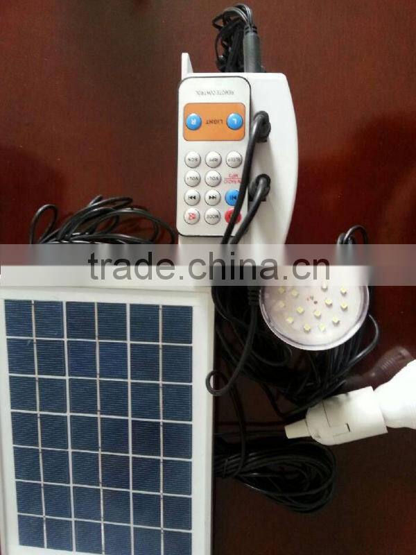 5W portable solar lighting system with FM radio music blue teeth/usb rejector/phone charge