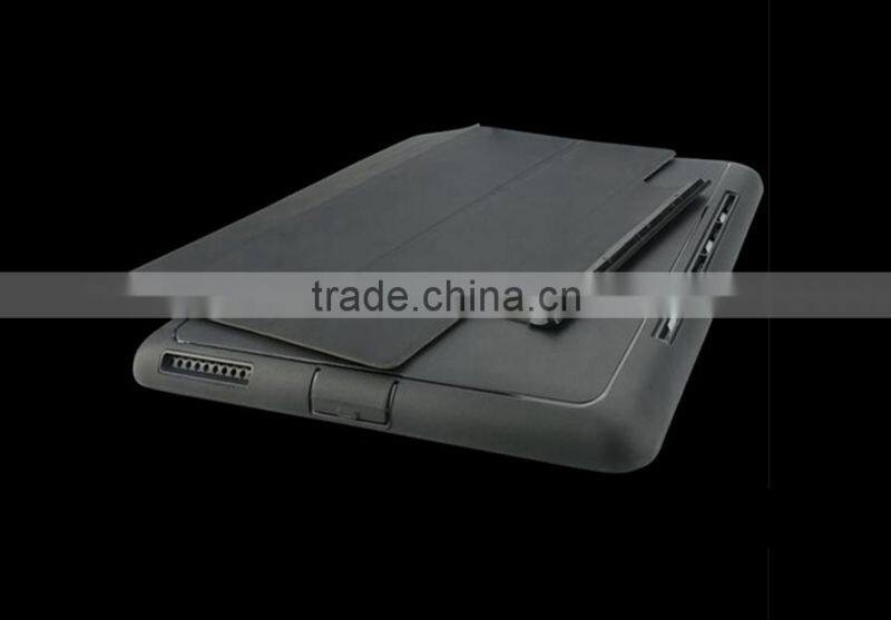 For iPad air 2 military defender shockproof PU flip case with removable kickstand