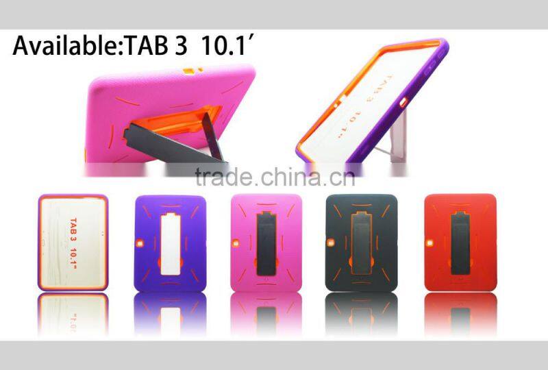 Coutinue Hot selling Heavy Duty Rugged impact case tough hard kickstand silicone rubber Case for Samsung Galaxy Tablet 3 10.1