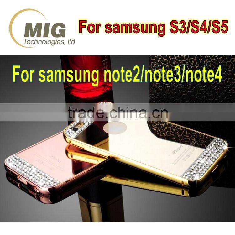 For iphone mobile phone accessory mirror back electroplating border phone case for apple iphone 6 6s plus