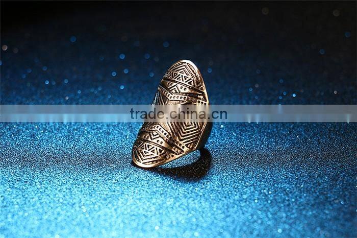 Full metal zinc alloy bohemian vintage graven gold finger ring jewelry