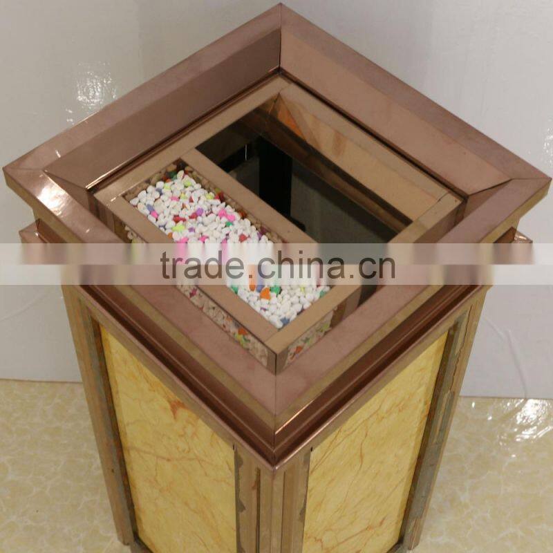 Square hotel marble metal dustbin