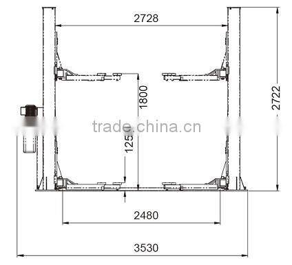 double cylinder two post hydraulic auto car lift two side handle release