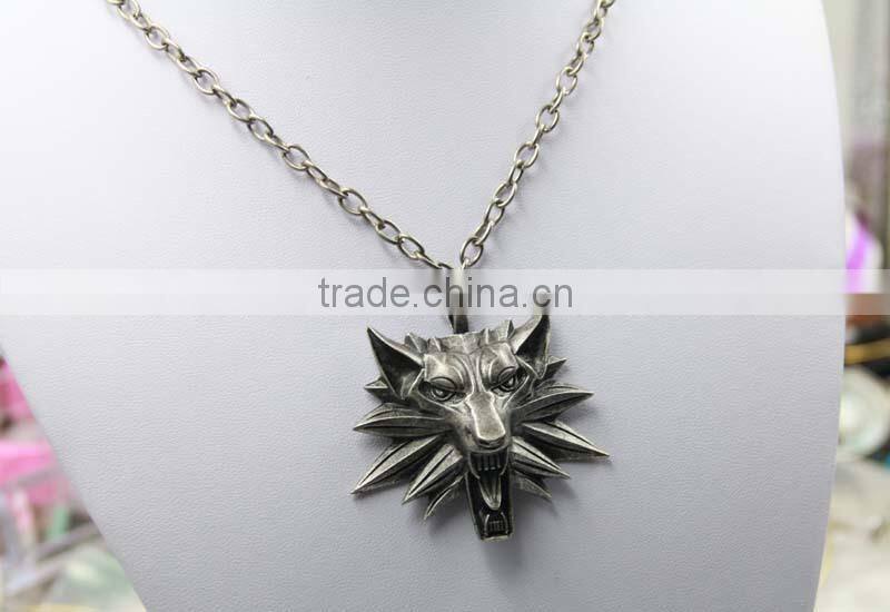 Hot Sale Game Retro Jewelry The Witcher 3 Wolf Head Pendant Necklace