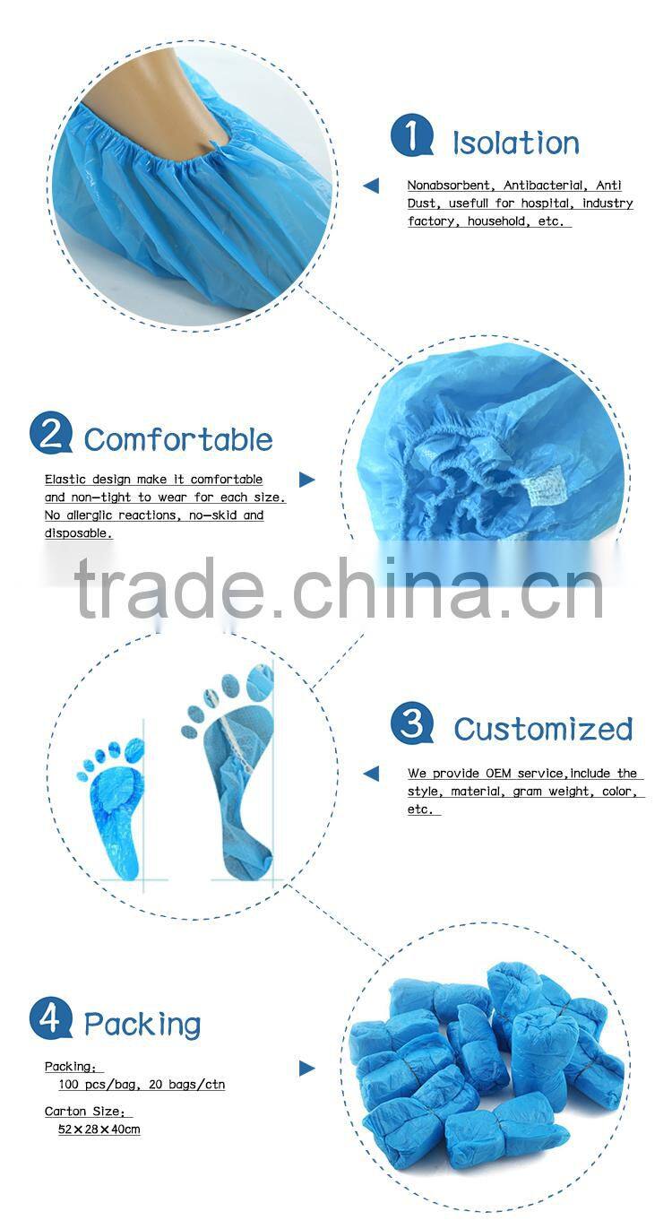 Outdoor Waterproof Blue CPE Disposable Shoe Covers