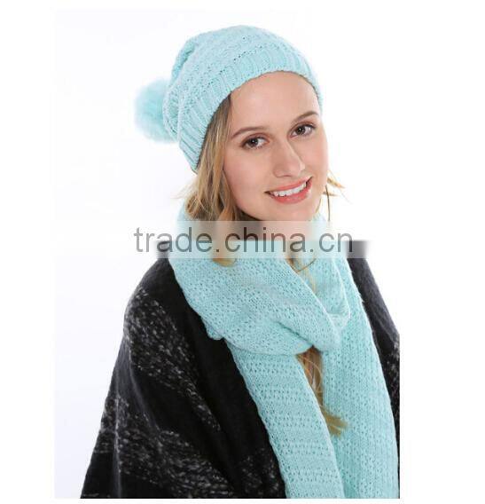 Sunny Shine winter cheap pom knitted beanie hat and scarf for knitted with beard
