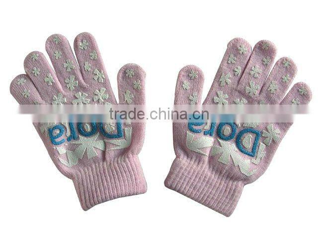 100% acrylic knitted flat embroidery magic glove