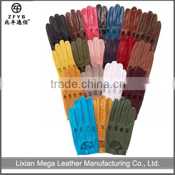 Top grade sheepskin white color women summer car driving gloves