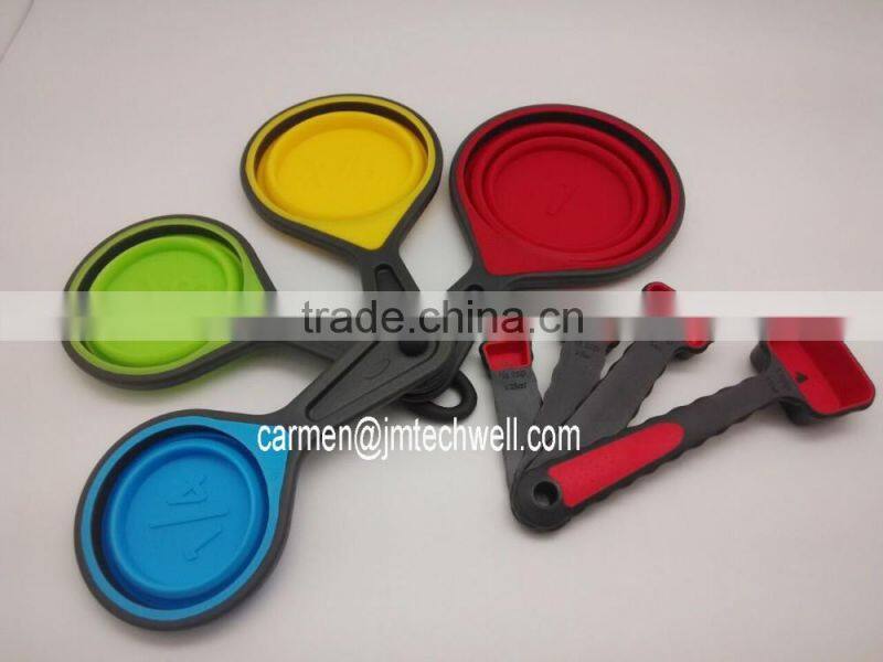 baking tools 4pcs set 250ML collapsible silicone measuring cups and spoon set