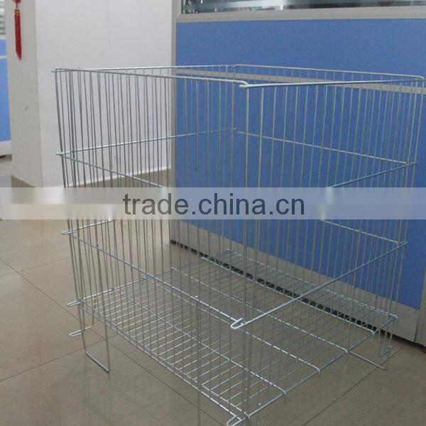 Heavy Duty Collapsible Dump Bin Metal Wire Storage Cage/Basket for Supermarket
