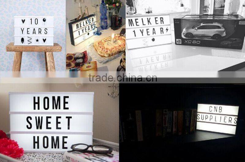 Custom ABS material light up your life a4 cinematic light box letters with batteries