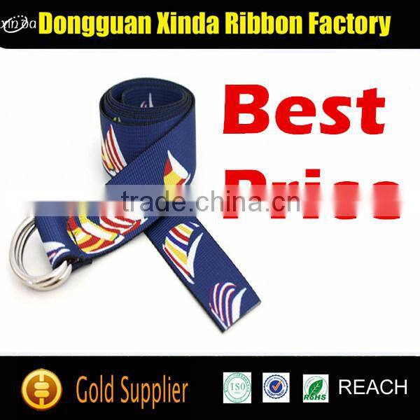 Stylish double d ring belt double O ring belt Men's belt